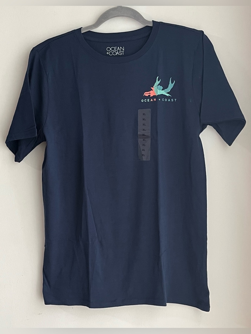 Ocean + Coast Youth XL Fish Flag Graphic T-Shirt NWT Navy Blue